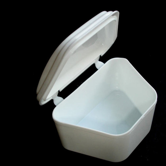 White Denture Bath Retainer Box Orthodontic Mouth Guard Dental Storage Container