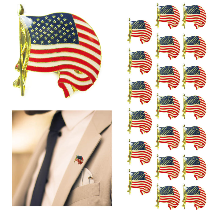 20 United States Lapel Cufflink Gold American Flag USA Pin Tie Tack Badge Brooch