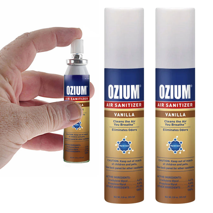2 Ozium Air Sanitizer Vanilla Scented Freshener Odor Eliminator Fragrance 0.08oz