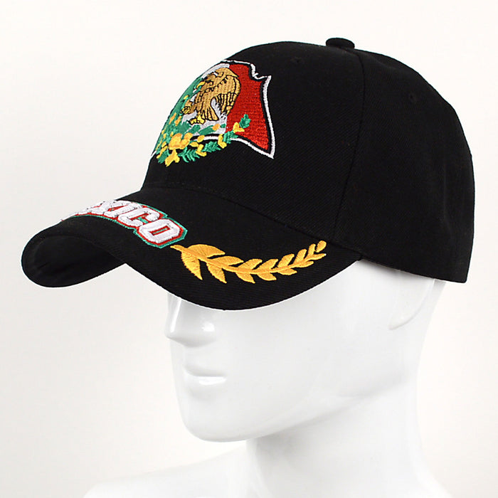 1 Mexico Black 3D Embroidered Baseball Cap Fitted Hat Dad Men Women Mexican Flag