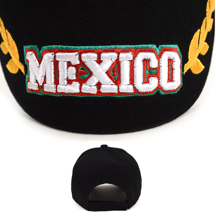 1 Mexico Black 3D Embroidered Baseball Cap Fitted Hat Dad Men Women Mexican Flag