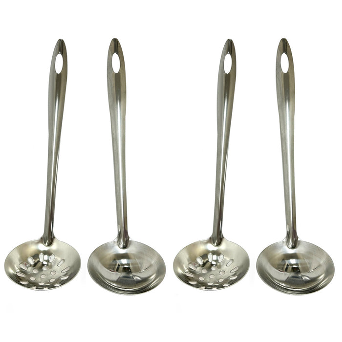 4pc Stainless Steel Serving Ladle Spoon Cooking Utensil Kitchen Tool Soup Strain