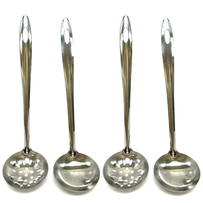 4pc Stainless Steel Serving Ladle Spoon Cooking Utensil Kitchen Tool Soup Strain