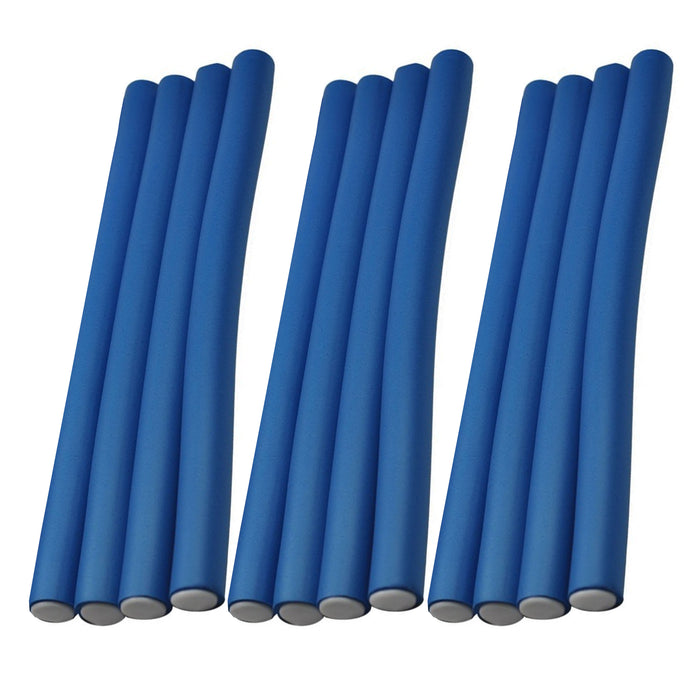 12 Pc Medium Soft Foam Cushion Hair Rollers Flexi Rods Curlers Hair Care Styling