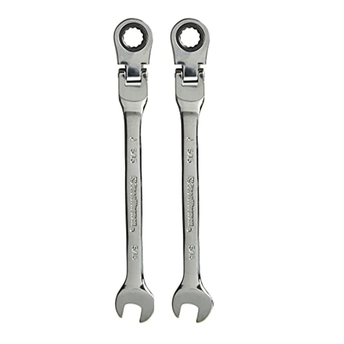 2 Flexible Head Wrench Ratcheting Pivoting Ratchet Combination Hand Tools 5/16"