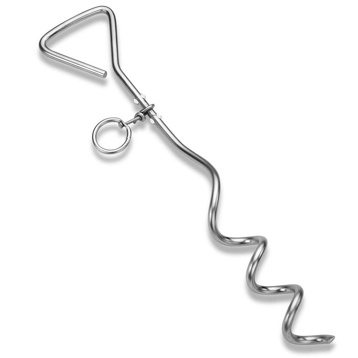 16" Chrome Heavy Duty Dog Tie Out Stake Spiral Metal Screw Yard Ground Spike