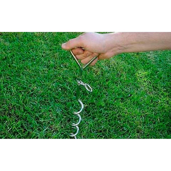 16" Chrome Heavy Duty Dog Tie Out Stake Spiral Metal Screw Yard Ground Spike
