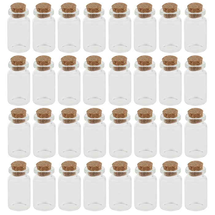 32 Glass Jars with Cork Lid Storage Bottles Mini Herbs Spices Crafts Party Favor