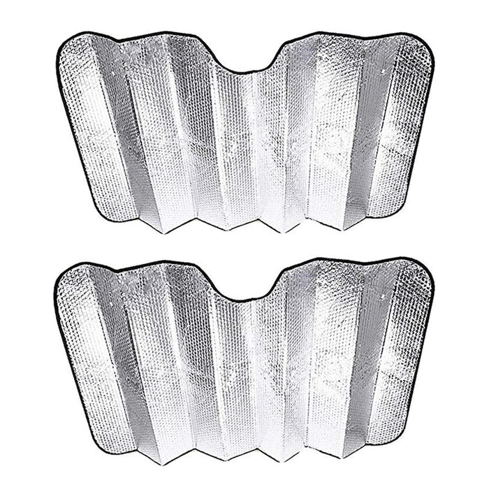 2PC Auto Car Sun Shade Foldable Sun Visor Front Wind Shield Rear Window Metallic