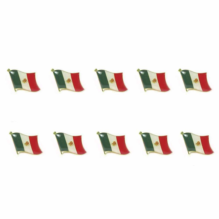 10 Pc Mexico Flag Lapel Pin Support Patriotic Enamel Badge Hat Tie Mexican Flag