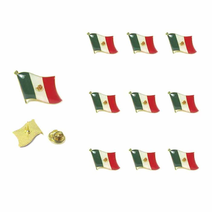 10 Pc Mexico Flag Lapel Pin Support Patriotic Enamel Badge Hat Tie Mexican Flag