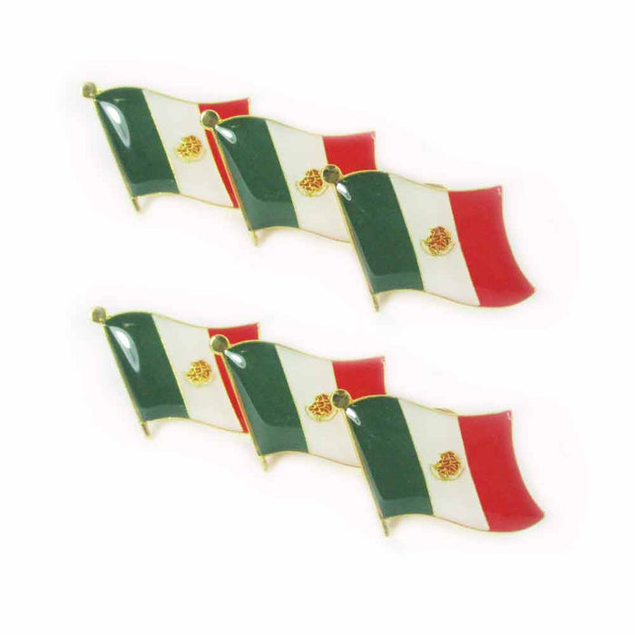 6 Pc Mexico Flag Lapel Pin Support Patriotic Enamel Badge Hat Tie Mexican Flag