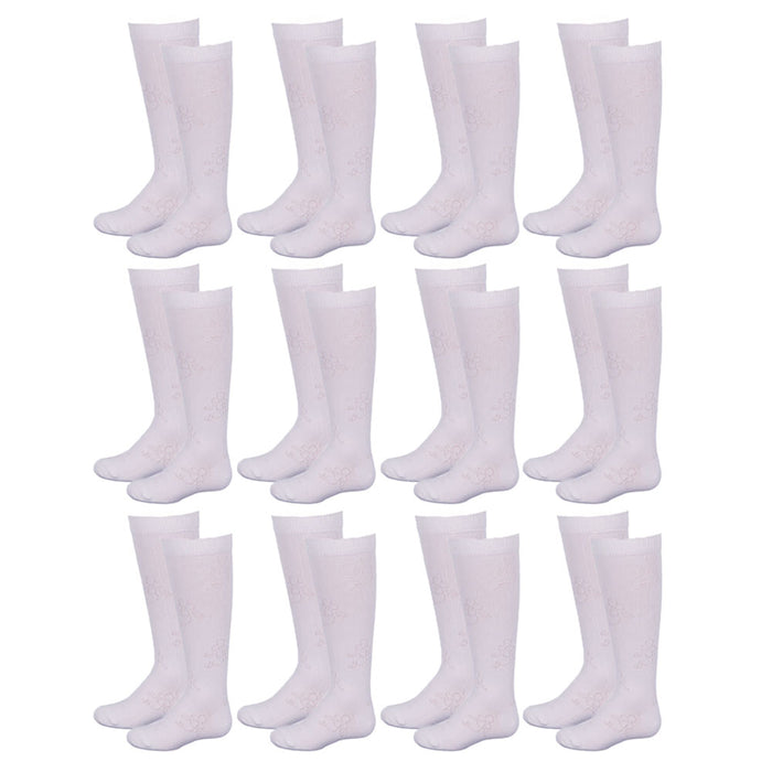 12 Pairs Knee High Socks Girls School Uniform Kid Athletic Tube White Size M 4-6