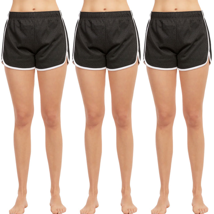 3 Women's Cotton Sport Booty Shorts Dolphin Yoga Dance Lounge Hot Pants Grey M