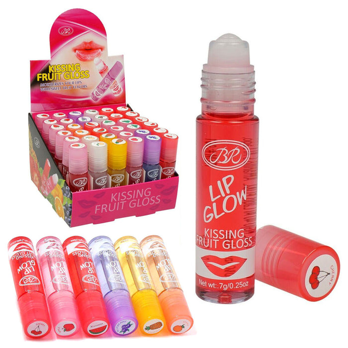 5 Pc Girls Roll On Lip Gloss Glossy Make-up Kids Teens Fruity Flavors Party Gift