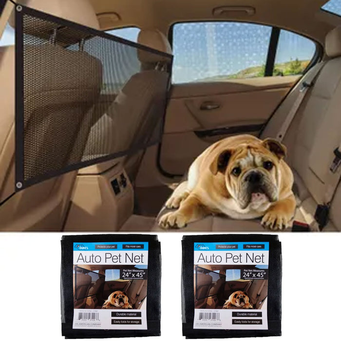 2 Pc Car Dog Pet Barrier Guard Back Seat Safety Protector Mesh Net For SUV Truck