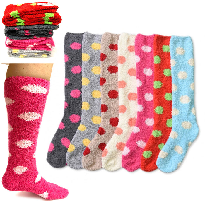 6 Pair Womens Fuzzy Slipper Socks Soft Microfiber Fluffy Cozy Winter Warm 9-11