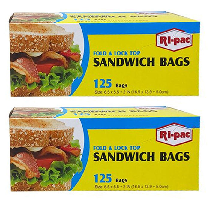 250ct Clear Sandwich Bags Fold Top Disposable School Lunch Baggies Snacks Food
