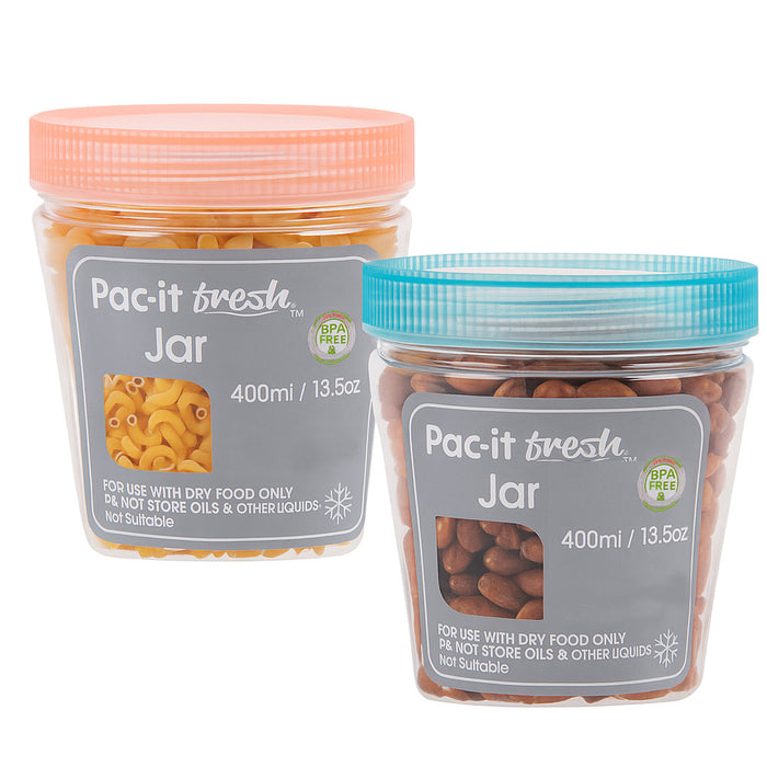 6pk BPA-Free 400ml Food Storage Jars Bulk Clear Plastic Pantry Containers Lids