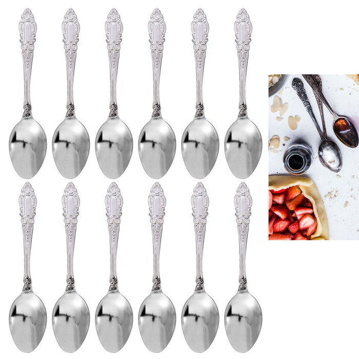 12 Pc Polished Dinner Spoons Silverware Cutlery Stainless Steel Flatware Utensil