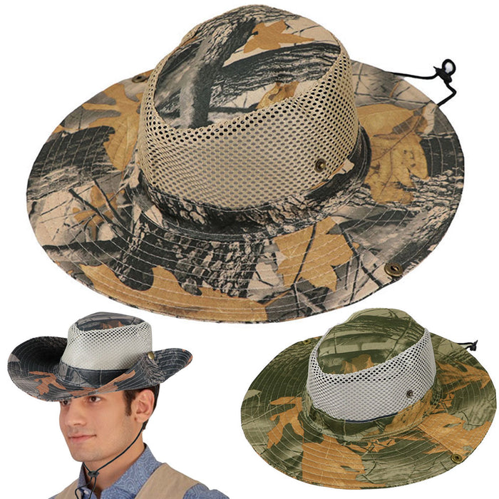 1 Camo Woods Boonie Bucket Hat Outdoor Fishing Hunting Snap Brim Mesh Army Cap