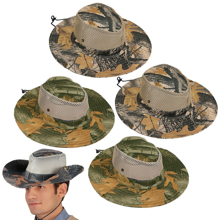 4 Pc Outdoor Boonie Bucket Hat Army Military Camo Woods Fishing Hunting Mesh