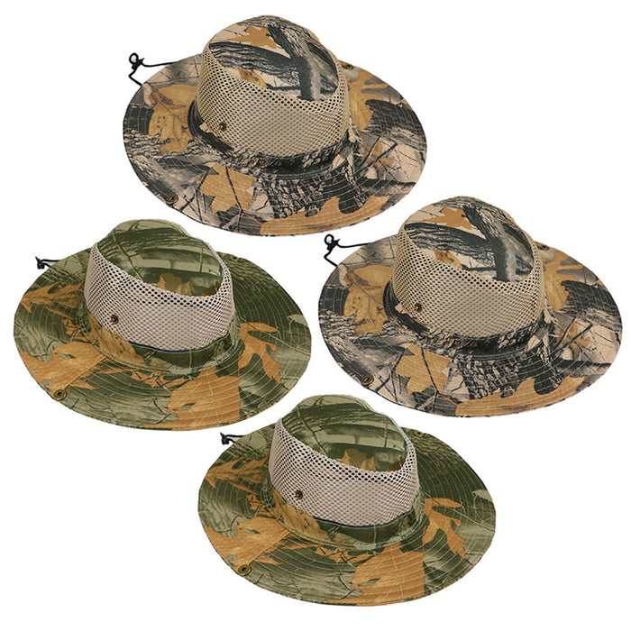 4 Pc Outdoor Boonie Bucket Hat Army Military Camo Woods Fishing Hunting Mesh