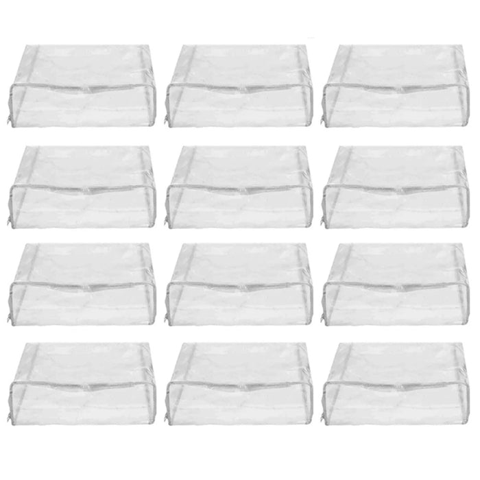 12 Clear Vinyl Zippered Storage Bags 15x18x6 Blanket Sweater Clothes Comforters
