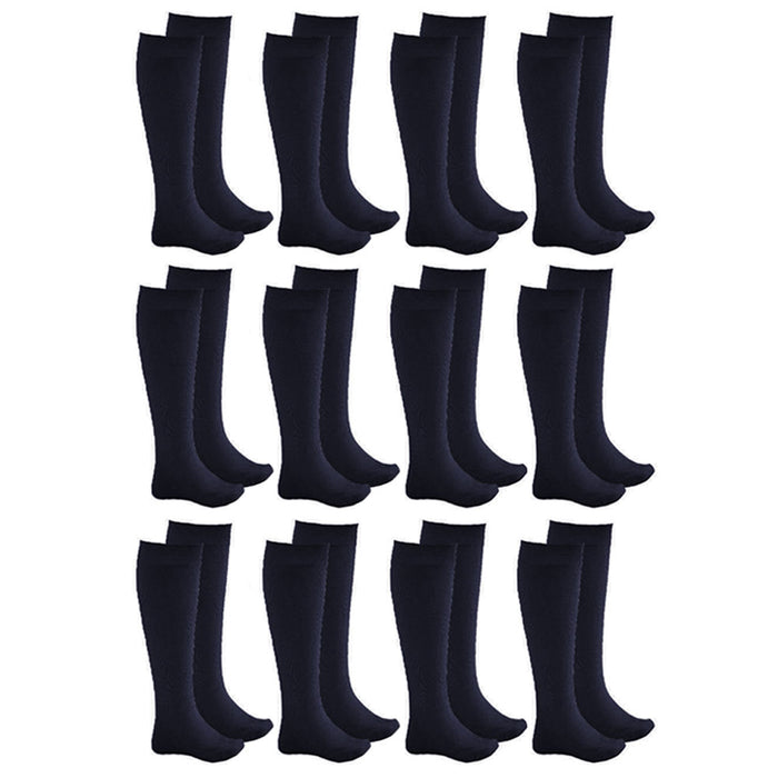 12 Pairs Knee High Socks Girls School Uniform Kid Athletic Tube Navy Size M 4-6
