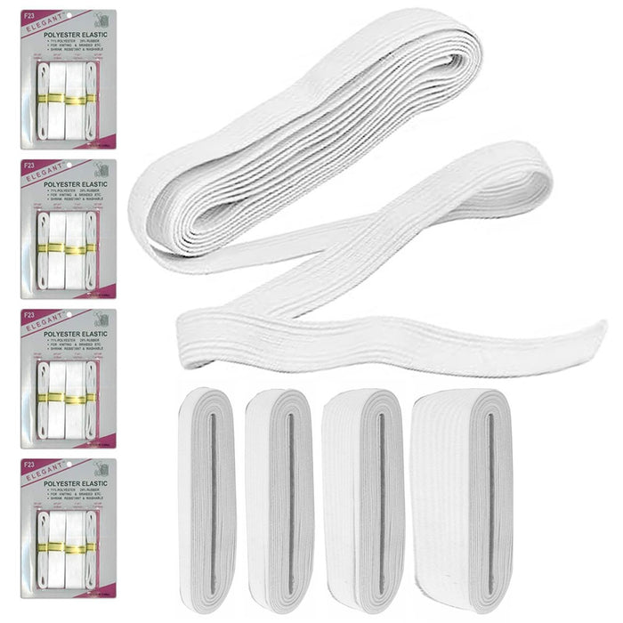 16 Polyester Elastic Bands Assorted Size White Sewing Stretchy Waistband Knitted