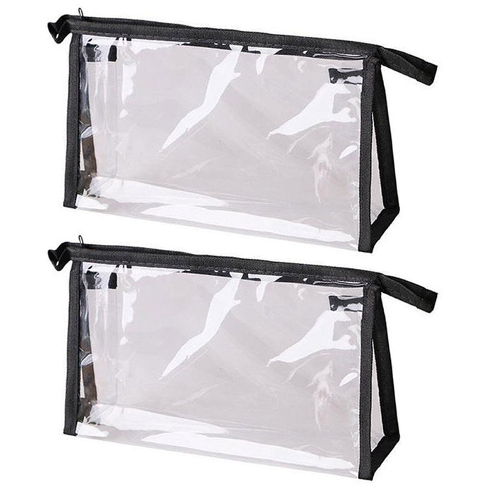 2 Zippered Toiletry Bags Clear Cosmetic Makeup Case Tote Organizer Beauty Pouch