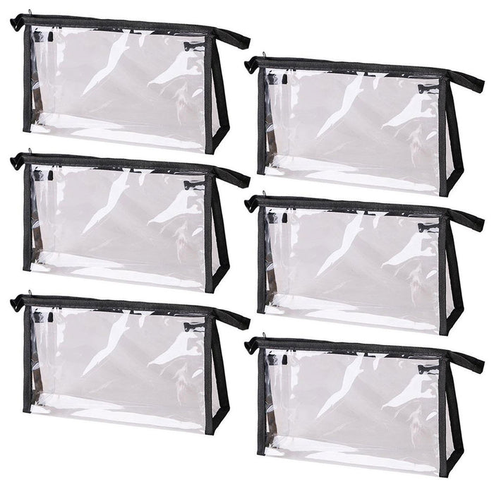 6 Travel Cosmetic Bags Clear Zippered Toiletry Makeup Case Tote Organizer Pouch