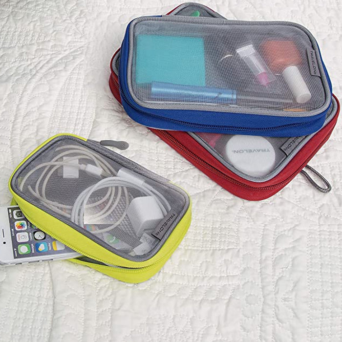 Travelon 3 Packing Squares Makeup Pouch Bag Mini Case Purse Cosmetic Grey Small