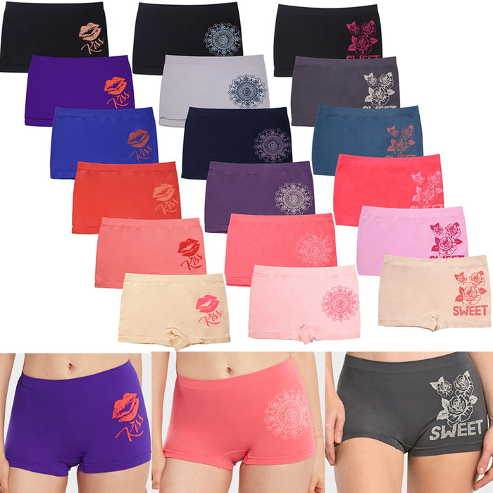 3 Seamless Boyshort Women Underwear Booty Panties Boxer Brief Stretch Yoga Dance