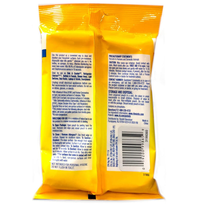 60 Ct Lysol Disinfectant Wipes Travel Lemon Lime Blossom Cleaning Wet Towelettes