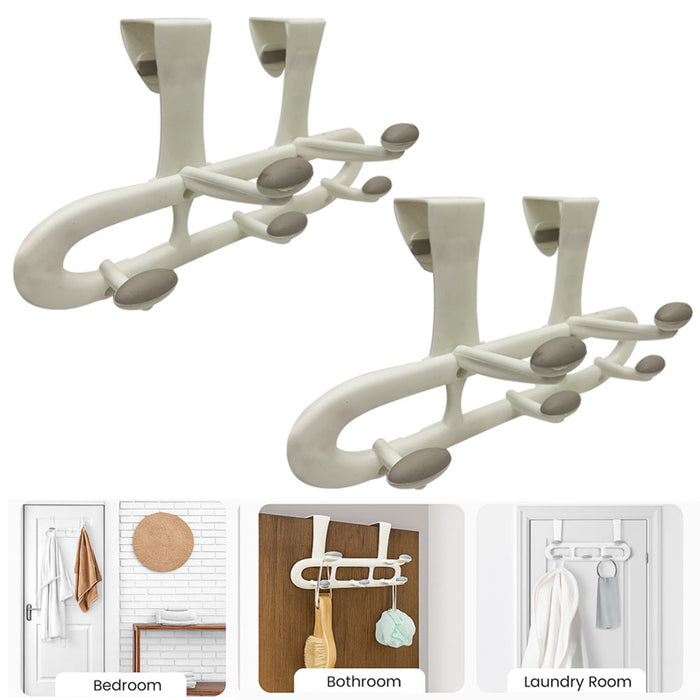 4 Over the Door 5 Hooks Rack Home Bathroom Towel Hanger Plastic Clothes Coat Hat