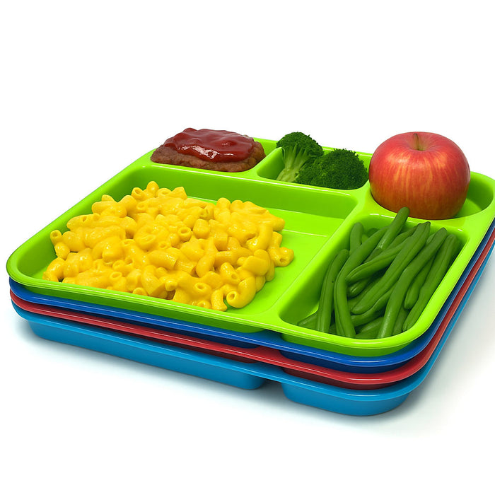 4 Microwave Divided Plates Reusable Unbreakable BPAFree Lunch Tray 5 Compartment
