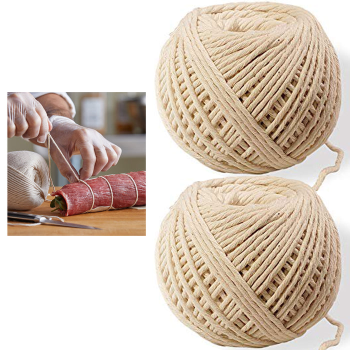 2pc Cooking Twine 100% Cotton Food Grade Unbleached Butcher's String 360 Ft Each