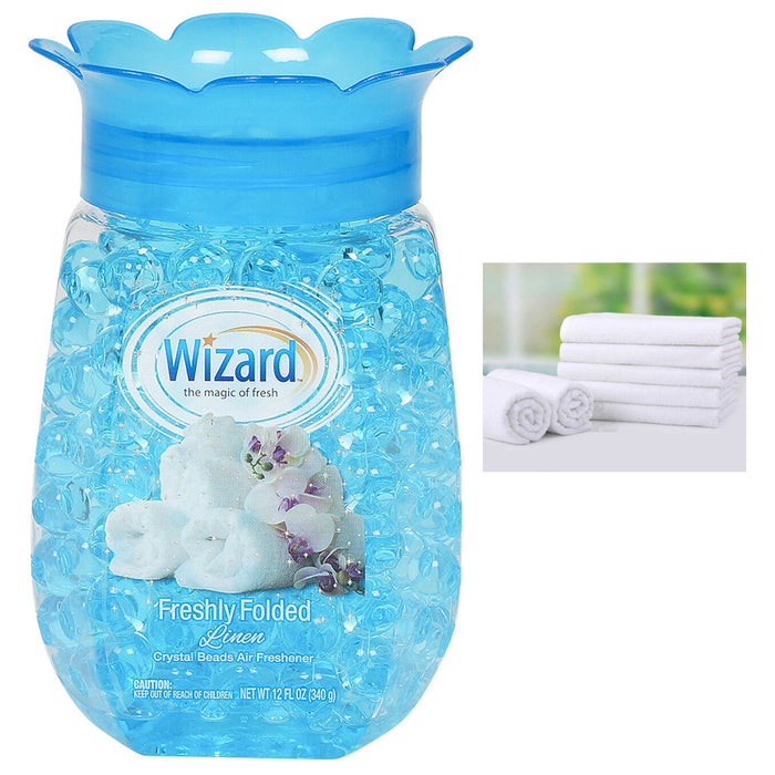 1 Wizard Odor Eliminator Gel Beads Air Freshener Fresh Linen Scented 12oz Aroma