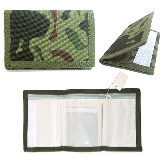 6 x Wholesale Trifold Wallet Canvas Outdoor Camo Army Teen Kids Party Gift Boys