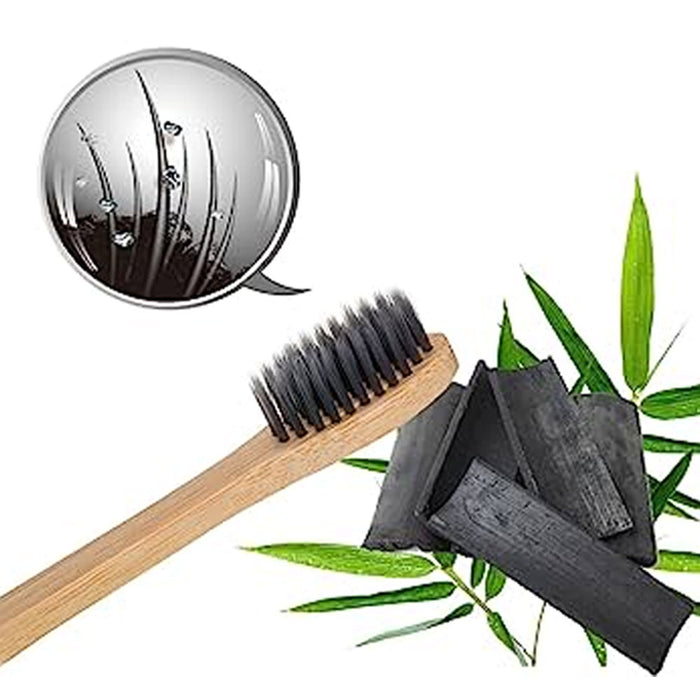 8 X Natural Toothbrushes Bamboo Charcoal Infused Soft Bristles Brush Oral Care
