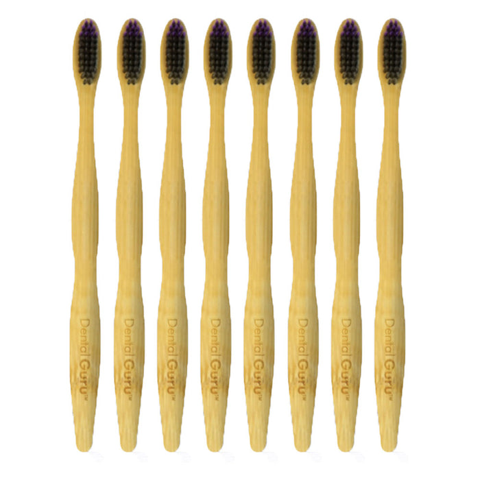 8 X Natural Toothbrushes Bamboo Charcoal Infused Soft Bristles Brush Oral Care