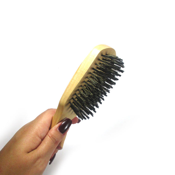2 Men Hair Brush Boar Bristle Beard Mustache Comb Military Hard Wood Handle Palm