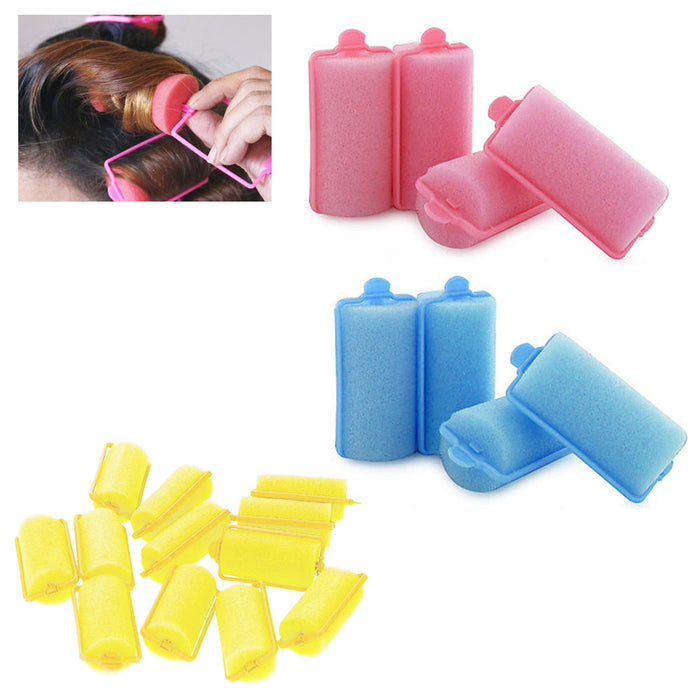 6 Medium Foam Hair Rollers Curls Waves Soft Cushion Curlers Care Styling 1 1/2"