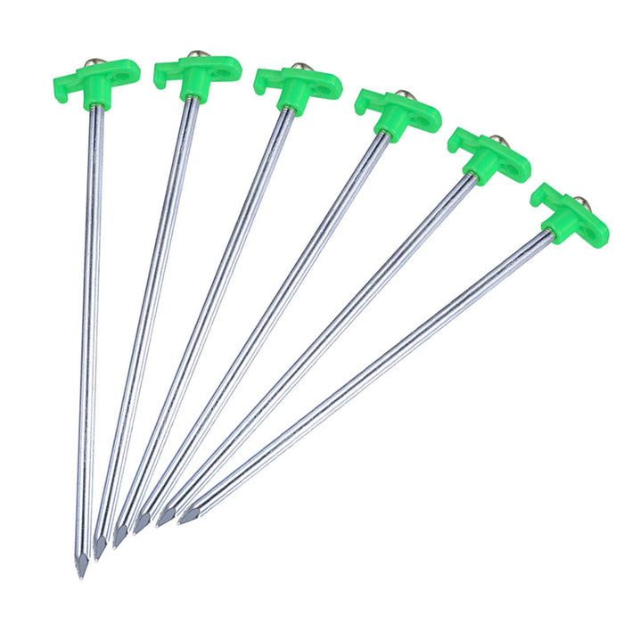 6 Pc Camping Tent Stakes Steel Nail Pegs 7.5" Long Heavy Duty Garden Tarp Awning