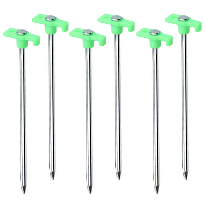 6 Pc Camping Tent Stakes Steel Nail Pegs 7.5" Long Heavy Duty Garden Tarp Awning