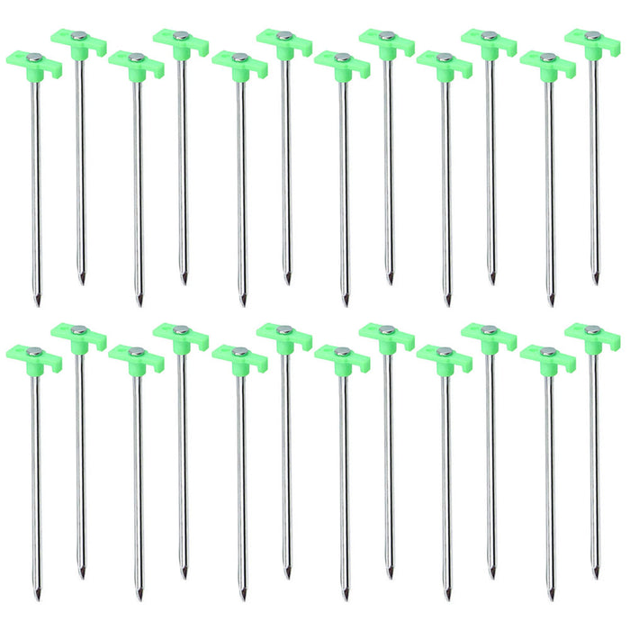 24 Pc Steel Garden Stakes Heavy Duty Tent Pegs Camping Tarp Awning Support 7.5"L
