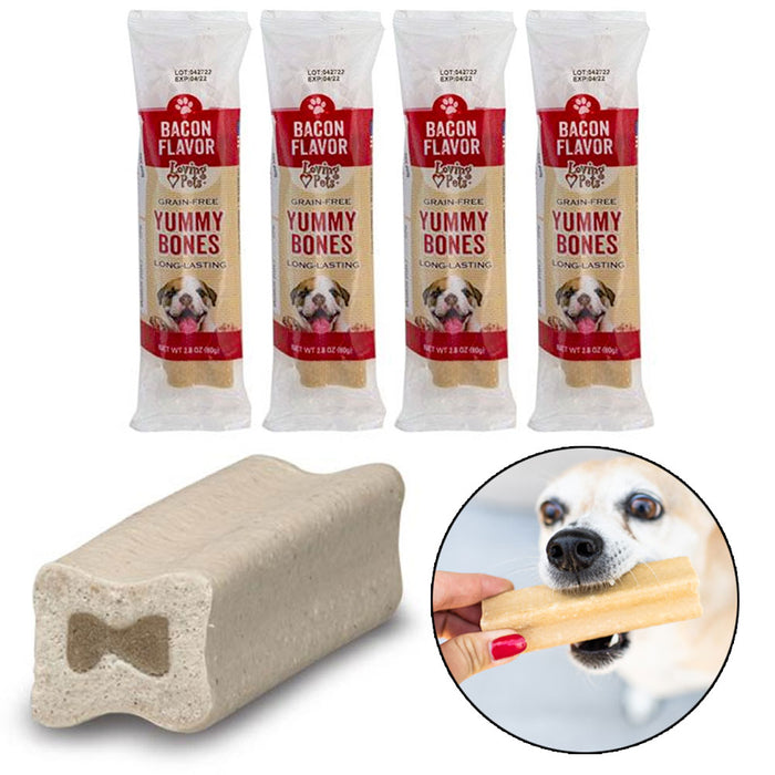 4 Bacon Flavor Bone Dog Treat Puppy Pet Filled Biscuit Doggie Snack Cookie 2.8oz