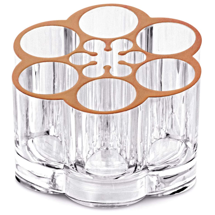 1 Clear Acrylic Cosmetic Organizer Rose Gold Lining Lipstick Makeup Brush Holder