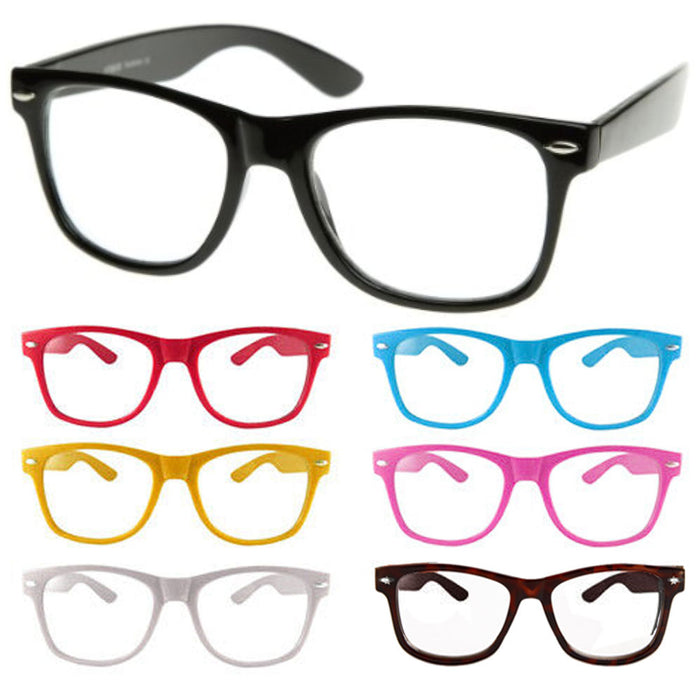 12 Pairs Retro Sunglasses Assorted Clear Lens Fashion Glasses Nerd Party Gifts